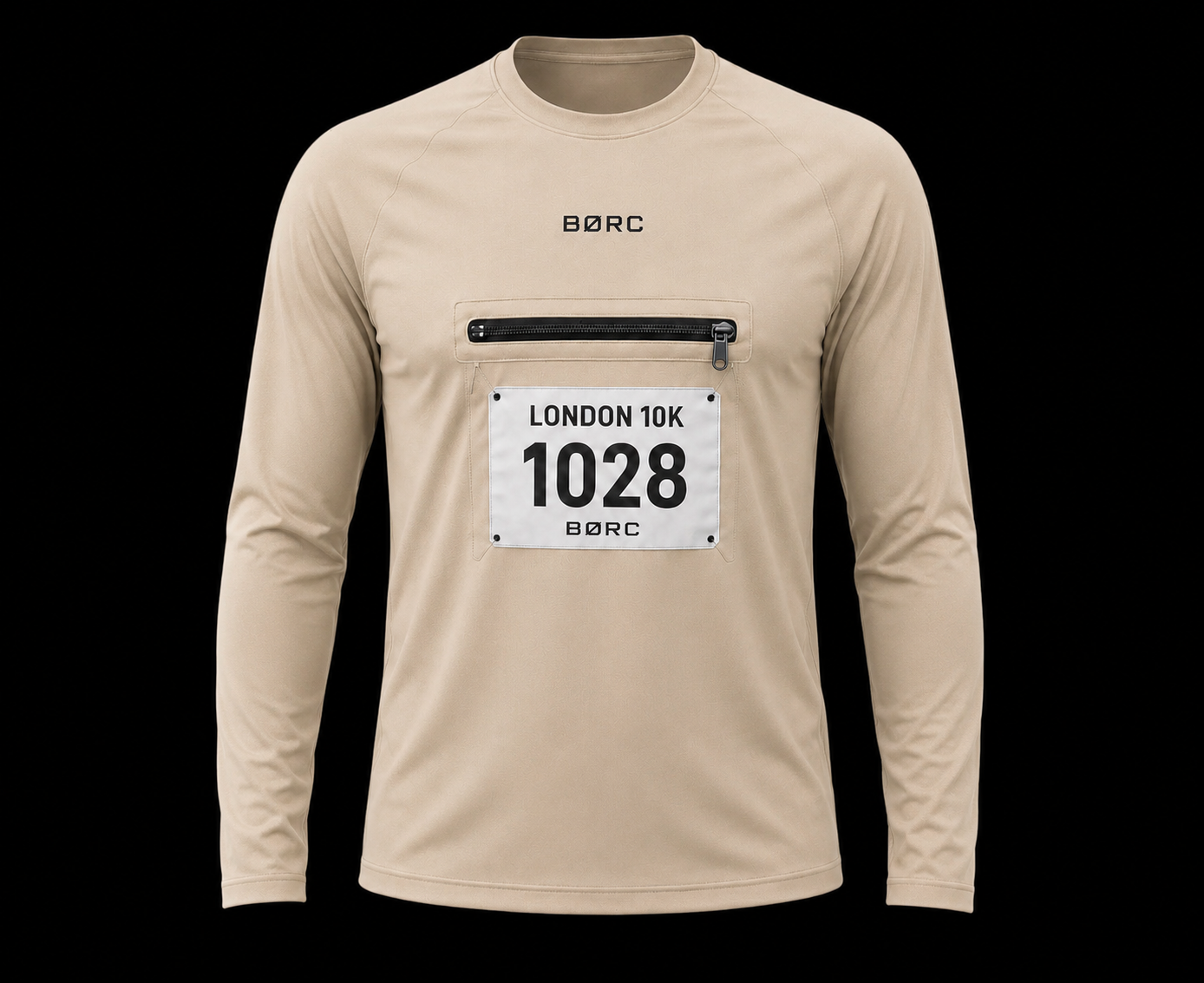 Unisex Long sleeve race bip zip pocket in beige