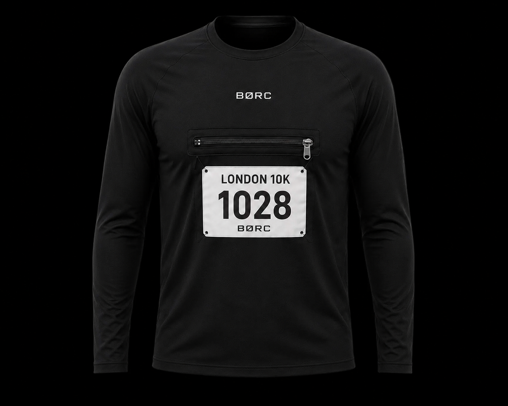 Unisex Long sleeve race bip zip pocket in black
