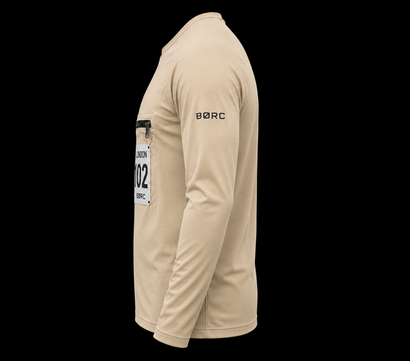 Unisex Long sleeve race bip zip pocket in beige