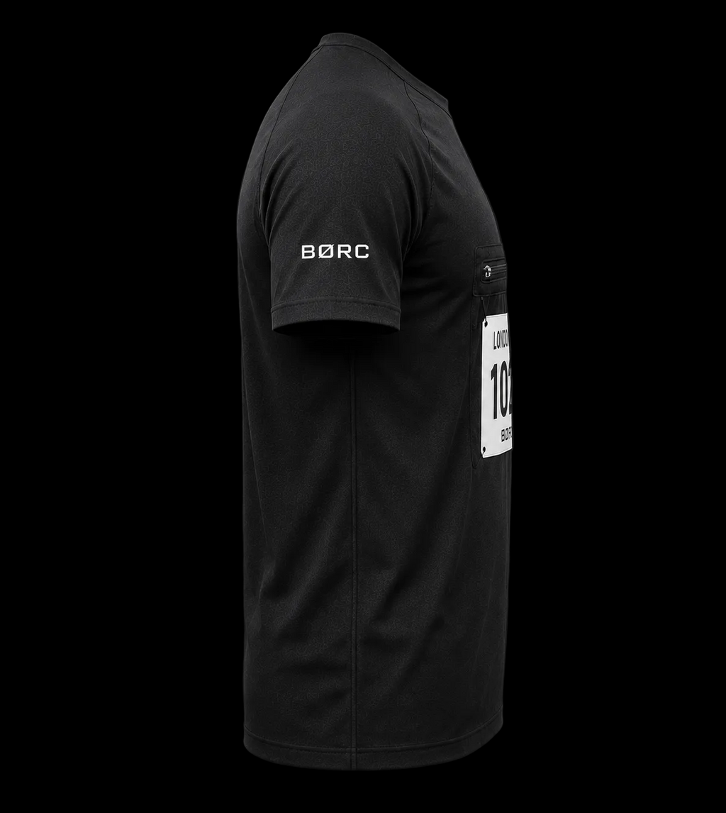 Unisex T-shirt race bip zip pocket in black