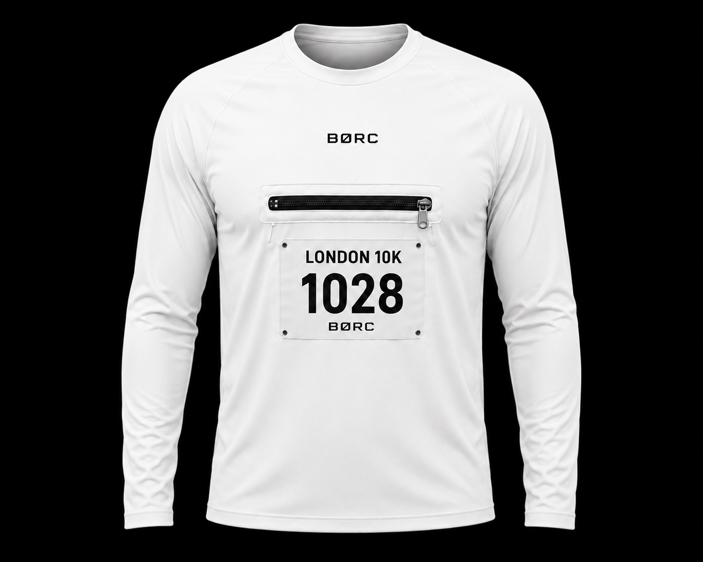 Unisex Long sleeve race bip zip pocket in white