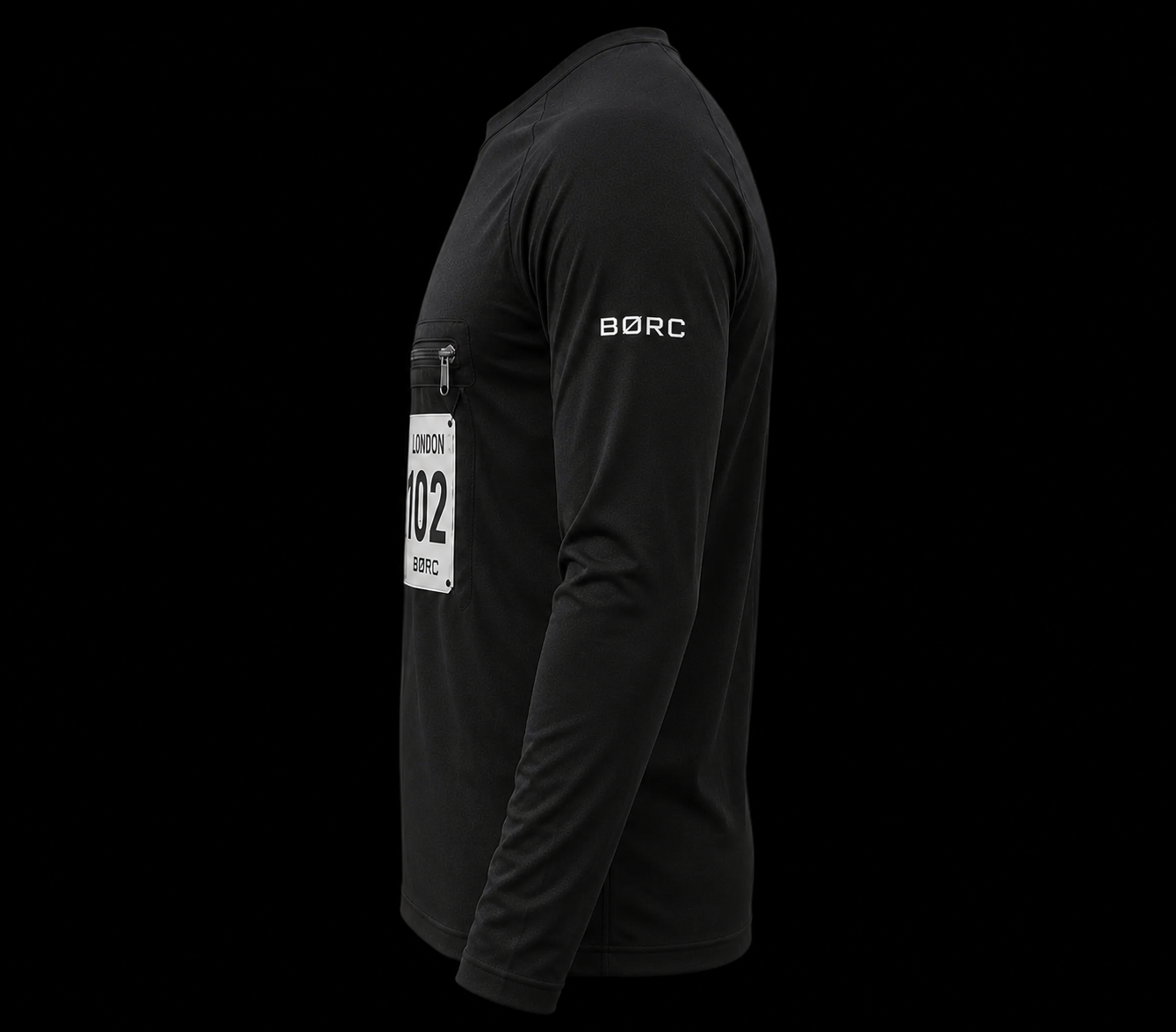 Unisex Long sleeve race bip zip pocket in black
