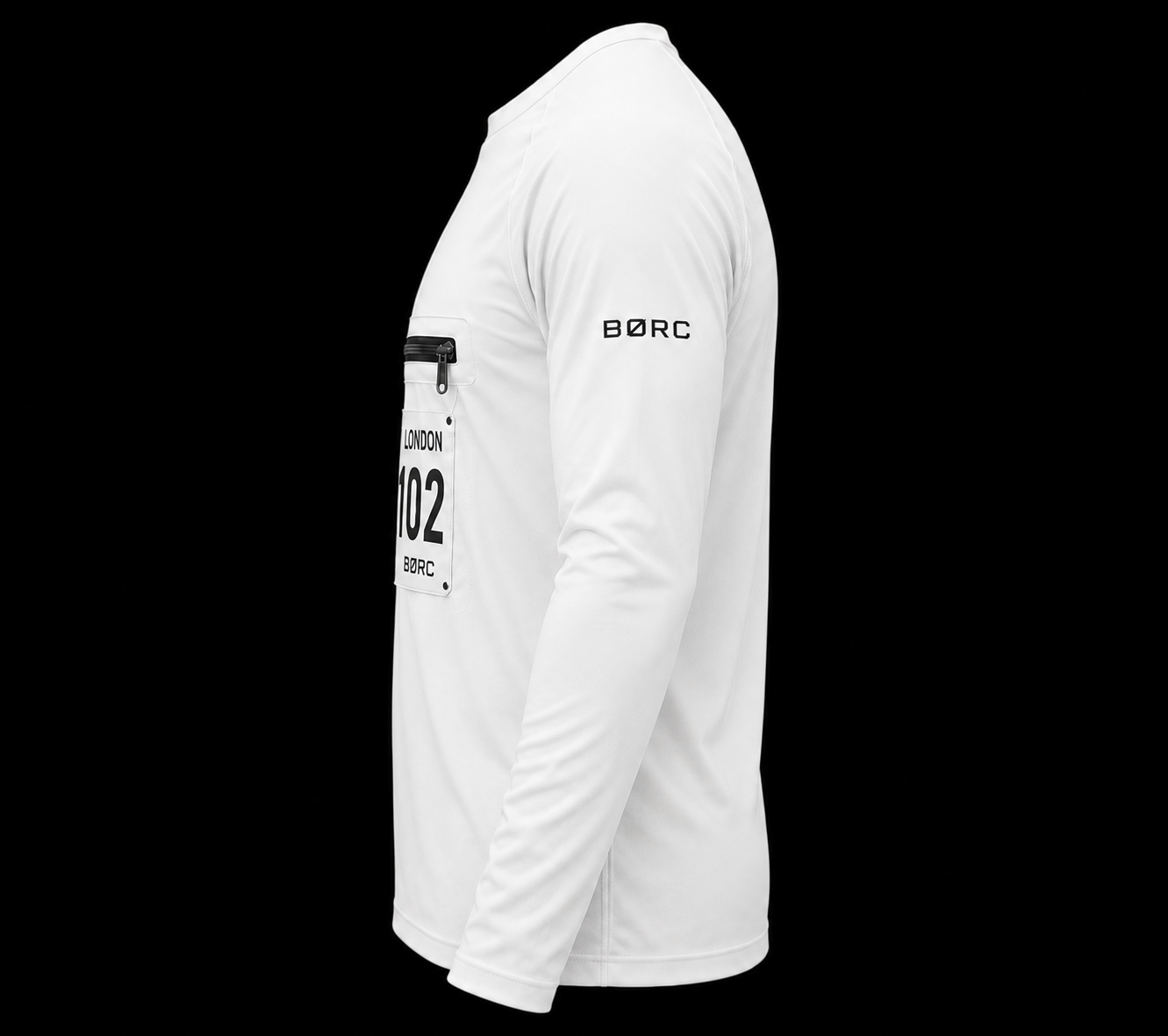 Unisex Long sleeve race bip zip pocket in white