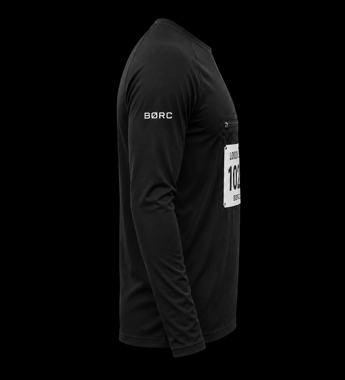 Unisex Long sleeve race bip zip pocket in black