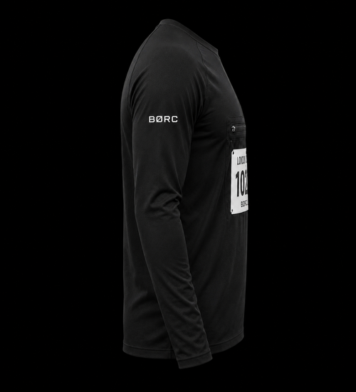 Unisex Long sleeve race bip zip pocket in black