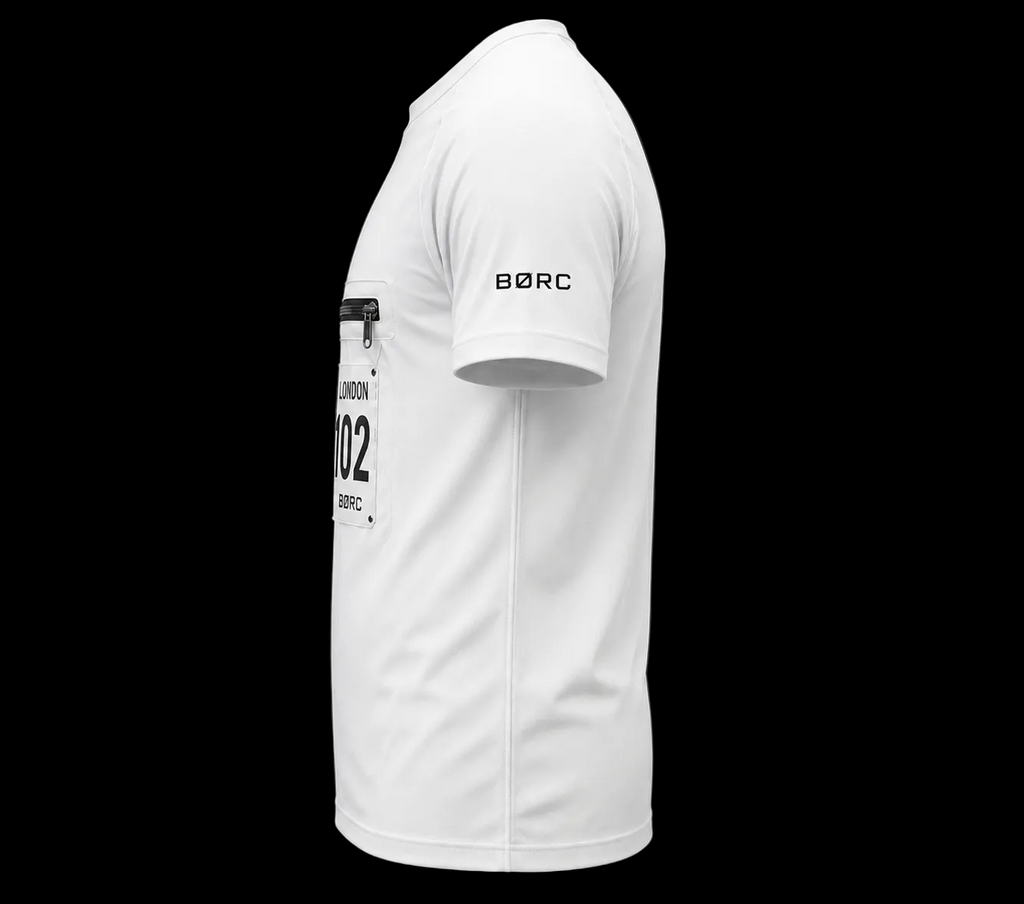 Unisex T-shirt race bip zip pocket in white