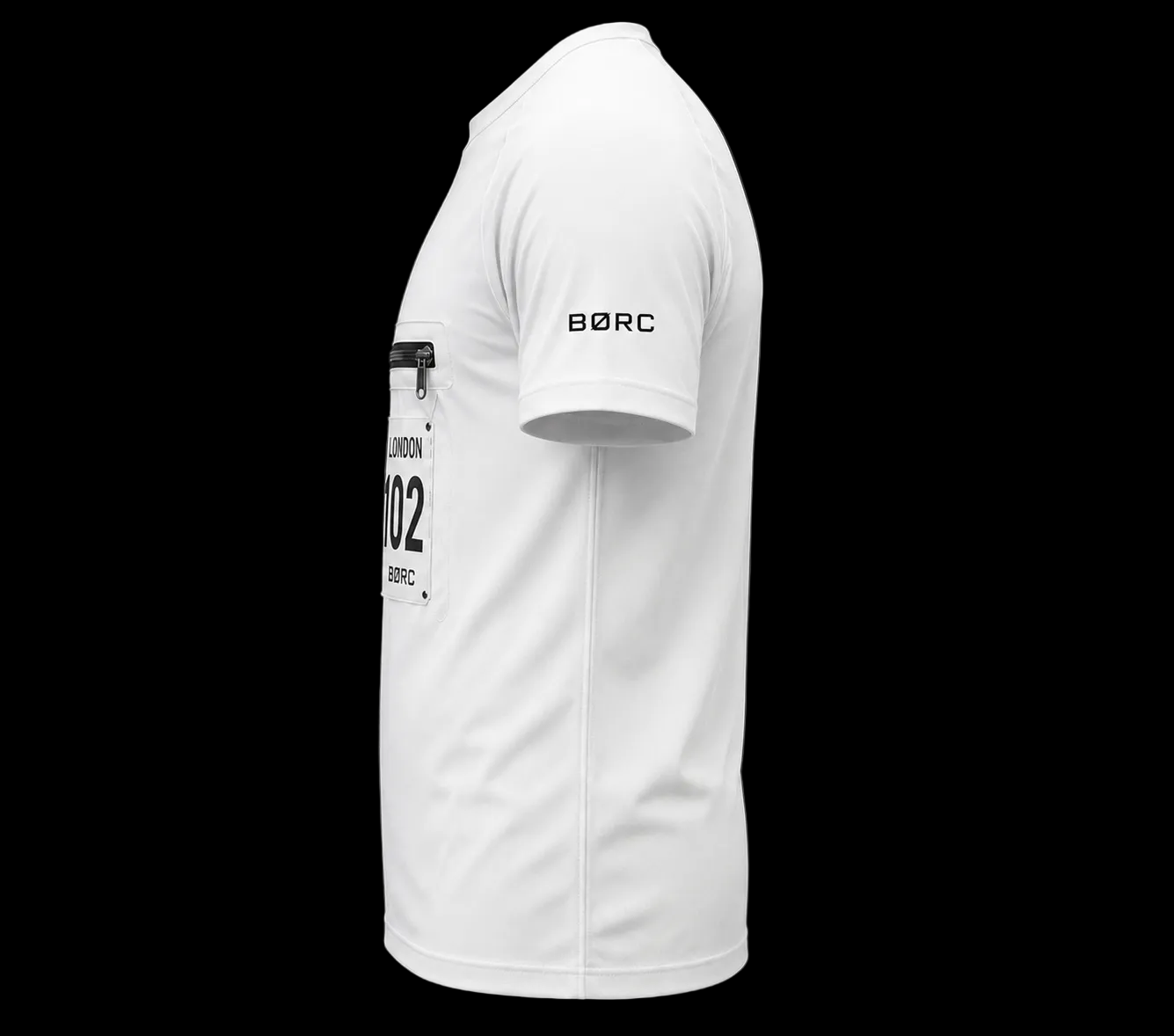 Unisex T-shirt race bip zip pocket in white