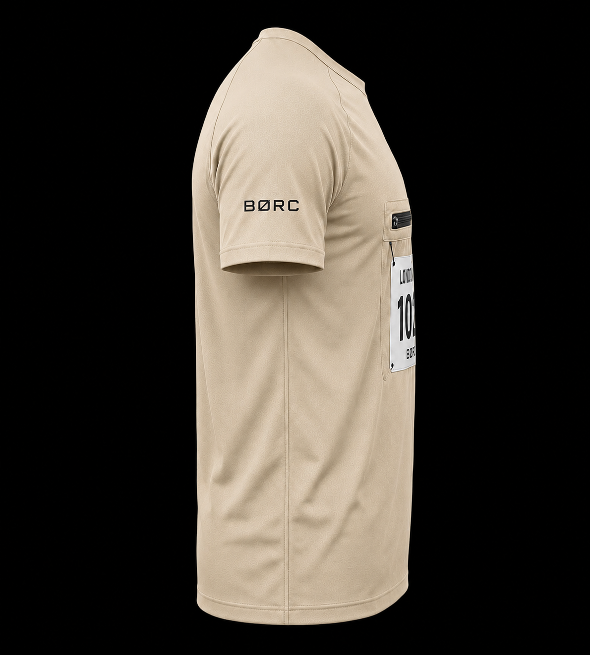 Unisex T-shirt race bip zip pocket in beige