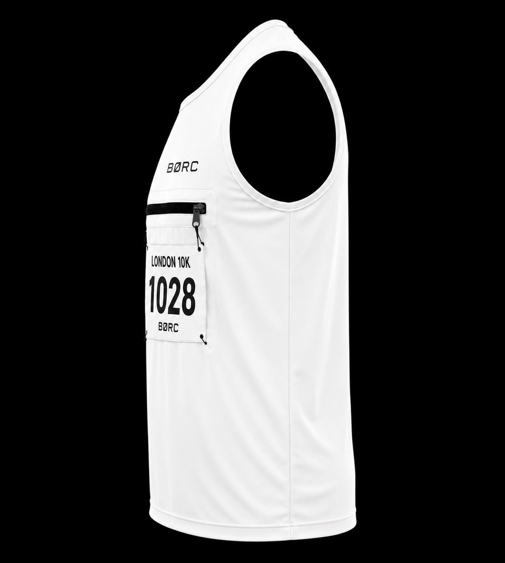 Unisex Vest race bip zip pocket in white