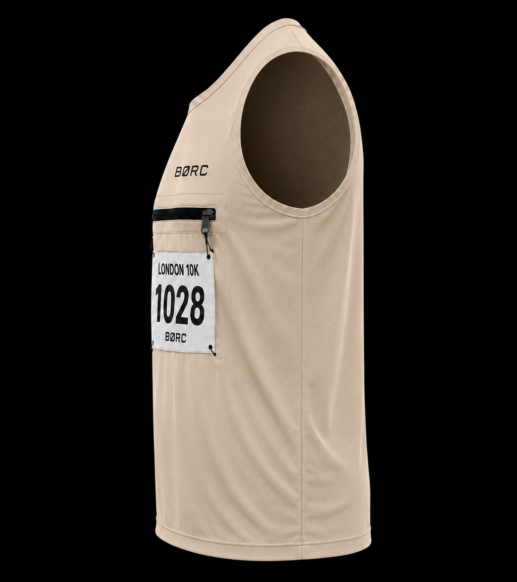 Unisex Vest race bip zip pocket in beige