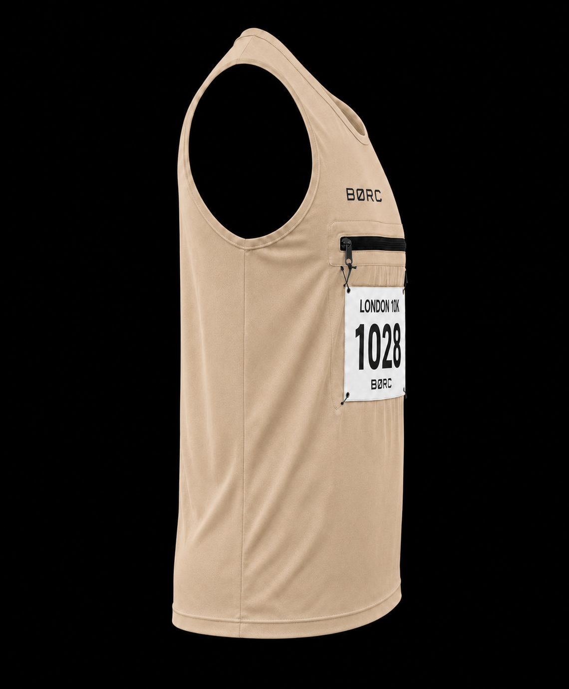 Unisex Vest race bip zip pocket in beige