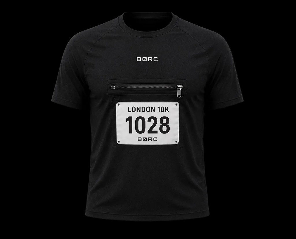 Unisex T-shirt race bip zip pocket in black